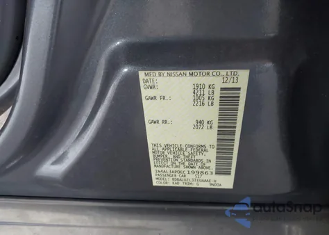 2014 Nissan Altima 2.5 Sv из США, поврежденный, VIN 1N4AL3AP0EC199863